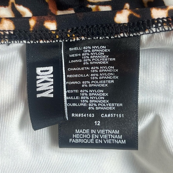 DKNY Women's Printed Ruffle Plunge Tummy-Control One-Piece swimsuit/size 12 - Picture 12 of 13